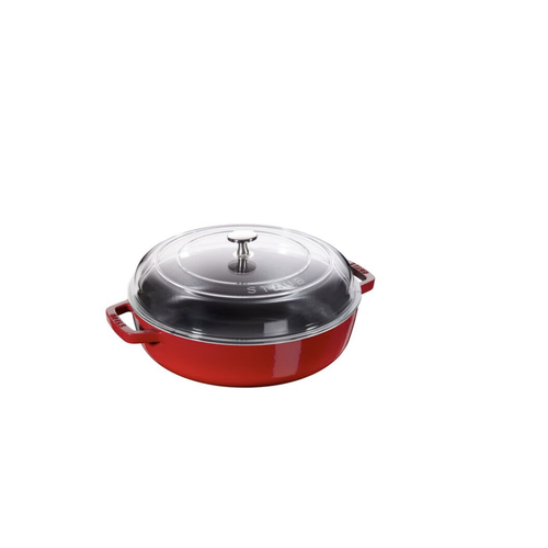 Staub Braiser with Glass Lid 4qt STAUB Cherry Staub Braiser with Glass Lid 4qt STAUB Cherry