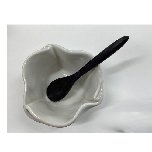 Hilborn Pottery Tiny Pot with Spoon White Hilborn Pottery Tiny Pot with Spoon White