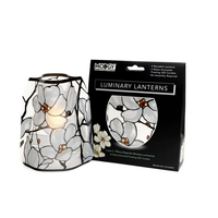 Luminary Lantern Magnolia Window & Water Activated LED Candles 4 Each