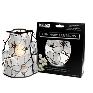 MODGY Luminary Lantern Magnolia Window & Water Activated LED Candles 4 Each