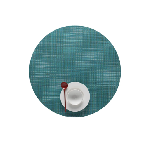 Chilewich Placemat Mini Basketweave Round Turquoise Chilewich Placemat Mini Basketweave Round Turquoise