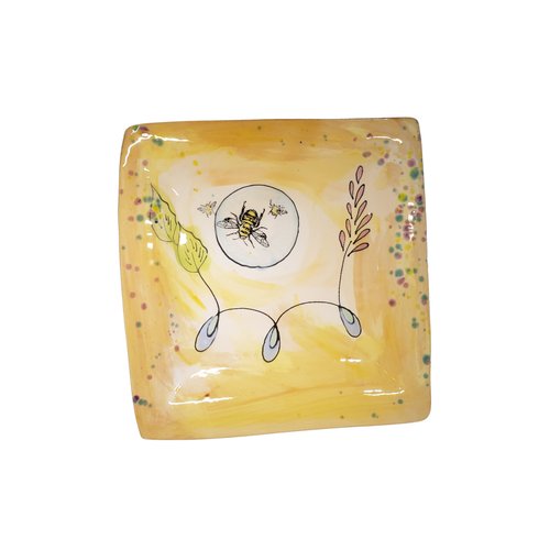 ARTABLES Plate Square Yellow Bumble Bee