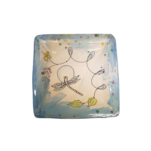 ARTABLES Plate Square Blue Dragonfly