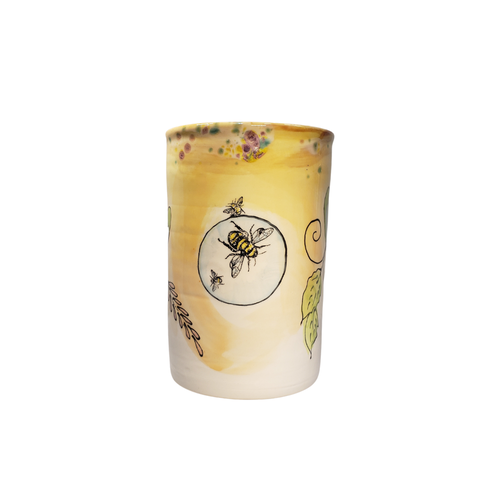 Utensil Holder or Wine Cooler Yellow Bumble Bee Utensil Holder or Wine Cooler Yellow Bumble Bee