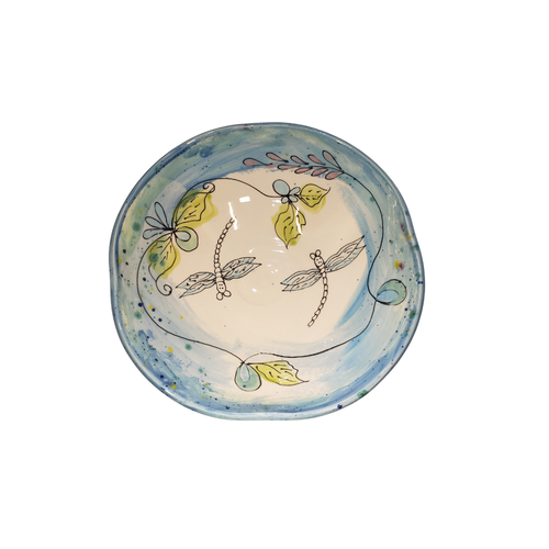 Bowl Medium Flared Blue Dragonfly Bowl Medium Flared Blue Dragonfly