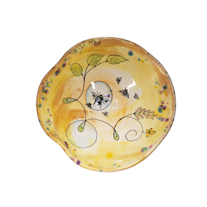 Bowl Pasta Wavy Edge Yellow Bumble Bee