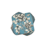 Coasters Etchings and Roses Blue Set of 6