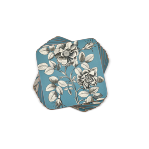 Pimpernel Coasters Etchings and Roses Blue Set of 6