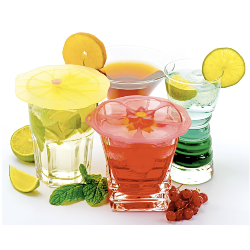 CHARLES VIANCIN Lid Drink Silicone Hibiscus Set of 2