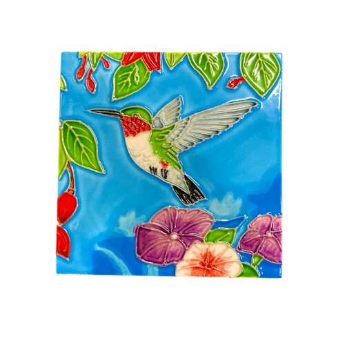 Benaya Handcrafted Art Decor Trivet Tile Hummingbird 6 x 6 inches