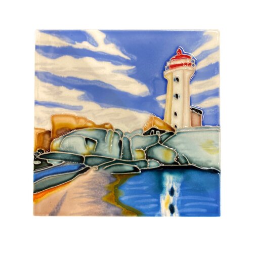 Benaya Handcrafted Art Decor Trivet Tile Lighthouse 6 x 6 inches