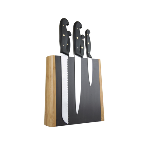 Knife Block Bamboo Magnetic Grey