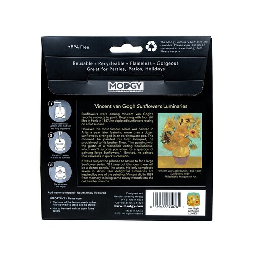 MODGY Luminary Lantern Van Gogh Sunflowers & Water Activated LED Candles 4 Each