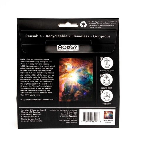 MODGY Luminary Lantern Heart of Orion & Water Activated LED Candles 4 Each