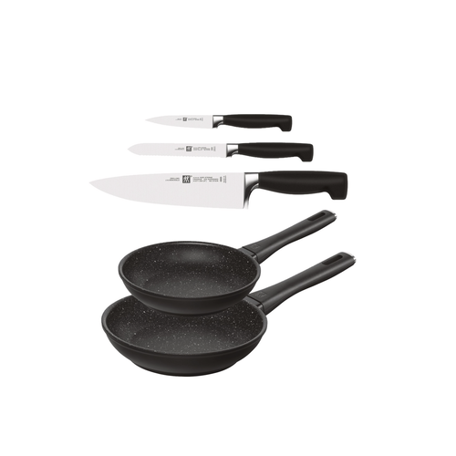 ZWILLING HENCKEL ZWILLING 4 Star 3 Piece Knife Set & Marquina Frypan 2 Piece Set ZWILLING HENCKEL ZWILLING 4 Star 3 Piece Knife Set & Marquina Frypan 2 Piece Set