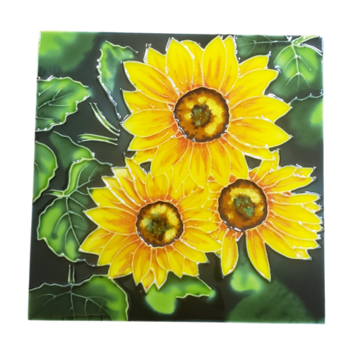 Benaya Handcrafted Art Decor Trivet Tile Sunflowers 8 x 8 inches