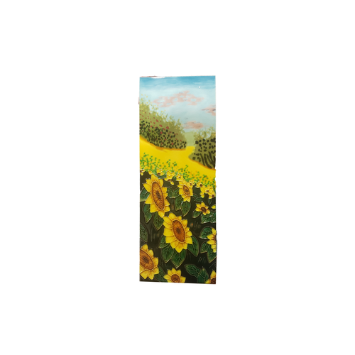 Benaya Handcrafted Art Decor Tile Hillside Sunflowers 6 x 16 inches