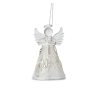 Silver and White Glass Angel Ornament