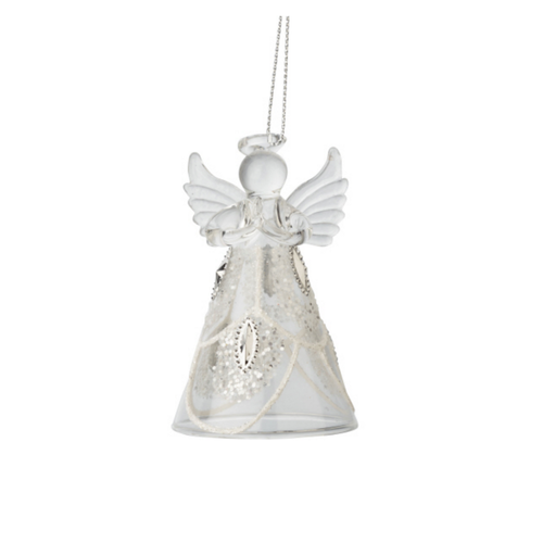 Option2 Silver and White Glass Angel Ornament