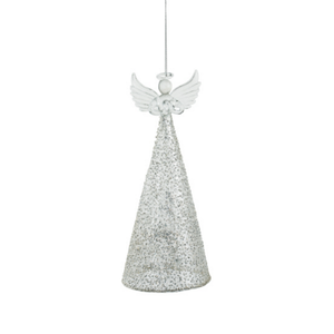 Option2 Silver Glitter Large Angel Ornament