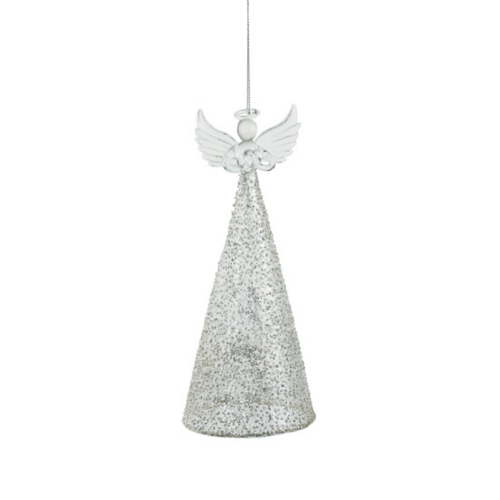 Option2 Silver Glitter Large Angel Ornament