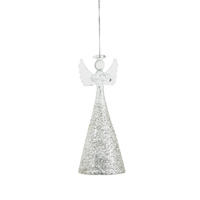 Angel Glass Ornament 6.25 Inch Silver Sand Skirt