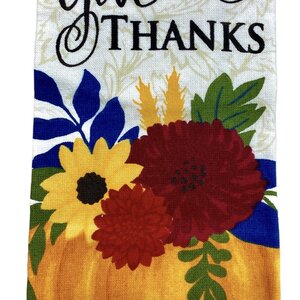 Ritz Kitchen Towel Pumpkin Floral Thanks