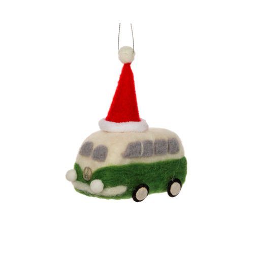 Silver Tree Felt Bus with Santa Hat