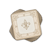 Coasters Fleur de Lys Taupe and Gold Set of 6