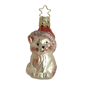 Inge Glas Kringle's Christmas Kitty Glass Ornament