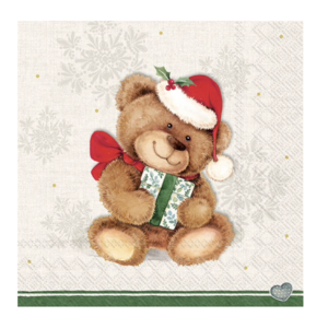 IHR Napkin Cocktail Paper Christmas Teddy