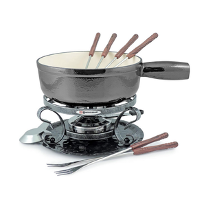 Swissmar Fondue Lugano 9pc Metallic Black Cast Iron