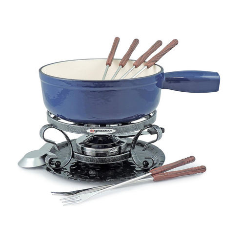 Swissmar Fondue Lugano 9 pcs Deep Blue Cast Iron