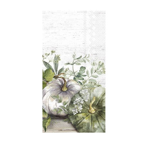 IHR Guest Napkin Paper Green and White Pumpkin