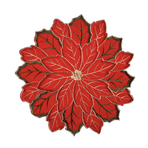 Harman Pointsettia Embroidered Placemat Red