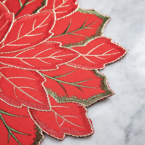 Harman Pointsettia Embroidered Placemat Red