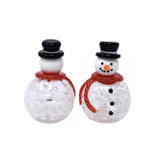 GIFT ESSENTIALS Blown Glass Snowman Salt and Pepper Shakers GIFT ESSENTIALS Blown Glass Snowman Salt and Pepper Shakers