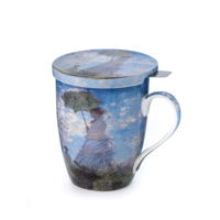 Monet Woman with a Parasol Tea Mug with Infuser and Lid