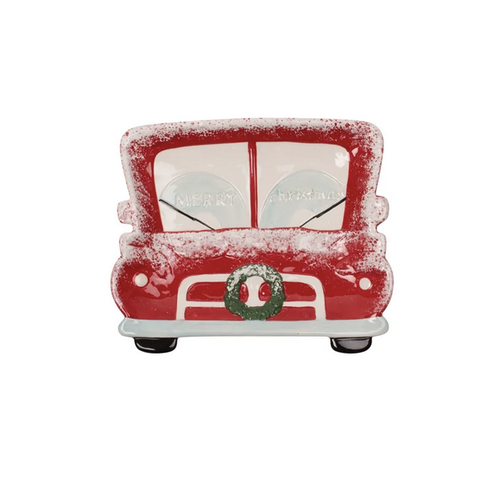 Harman Merry Christmas Car Serving Plate Red Harman Merry Christmas Car Serving Plate Red