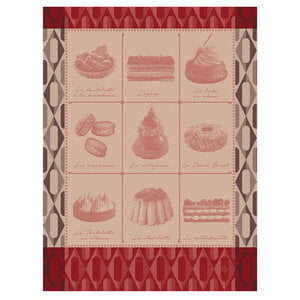 Jacquard Francais Tea Towel Patisserie Francais Pink