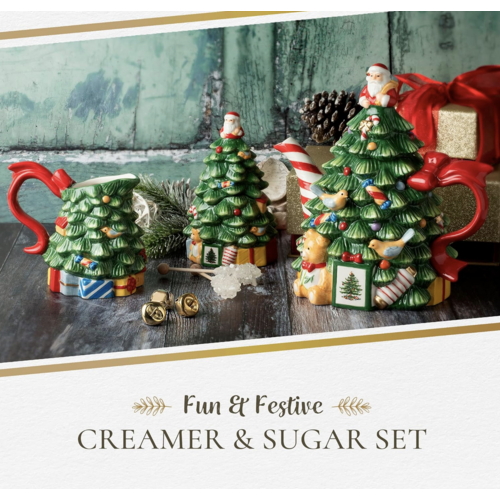 Spode Christmas Tree Cream & Sugar Set