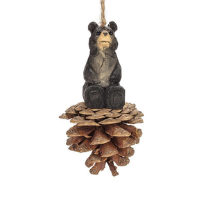 Abbott Bear on Pinecone Ornament