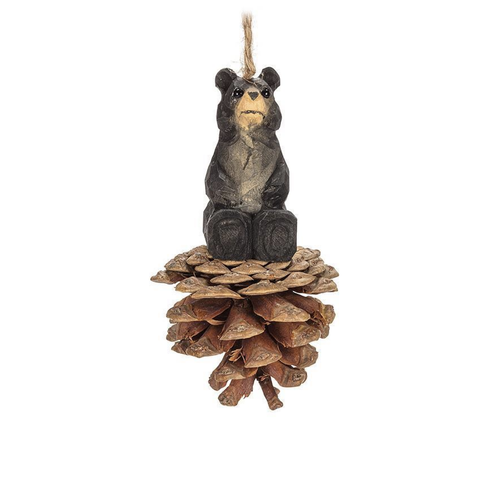 Abbott Bear on Pinecone Ornament