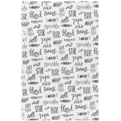 Now Designs Tea Towel Floursack Kitchen Words Black Set of 2