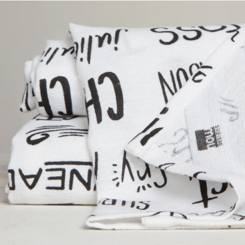 Now Designs Tea Towel Floursack Kitchen Words Black Set of 2