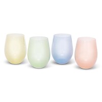 Sheer Pastel Stemless Wine Glass Assorted Set of 4