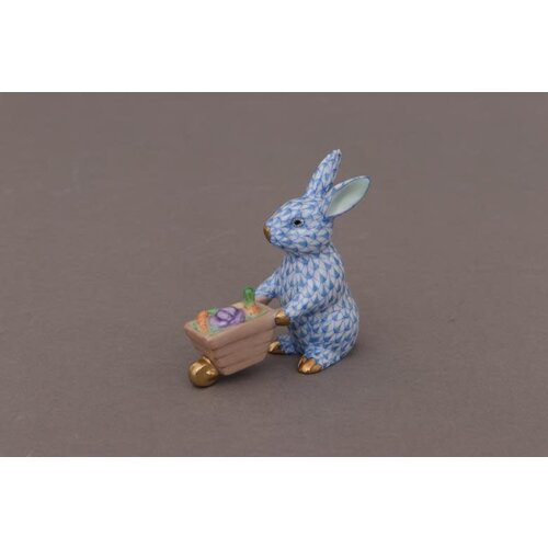 Herend Wheelbarrow Bunny Blue Fishnet