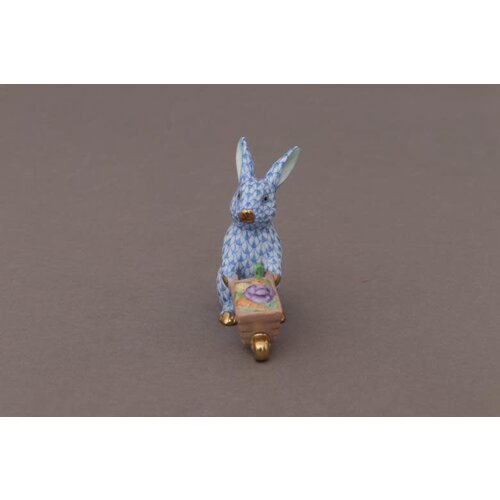 Herend Wheelbarrow Bunny Blue Fishnet