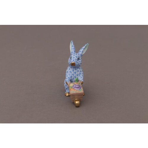 Herend Wheelbarrow Bunny Blue Fishnet