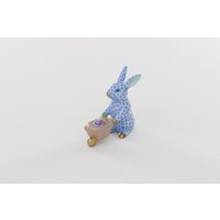 Wheelbarrow Bunny Blue Fishnet